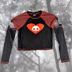 Skelanimals Cutout Red Black Stripe Long Sleeve Top – Size S/M